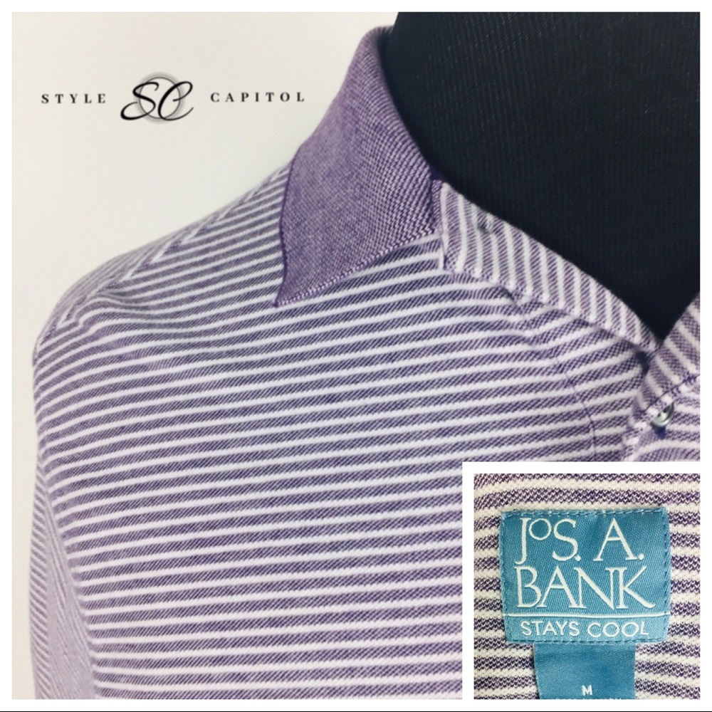 Jos A Bank Men's Blue White Striped Polo Shirt M